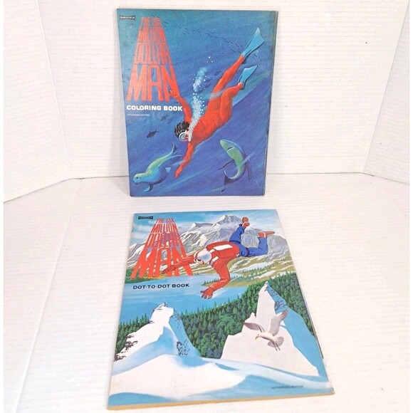 1970s Vtg Lot (2) Six Million Dollar Man Coloring Dot-to-Dot Books 70s READ - Picture 2 of 5